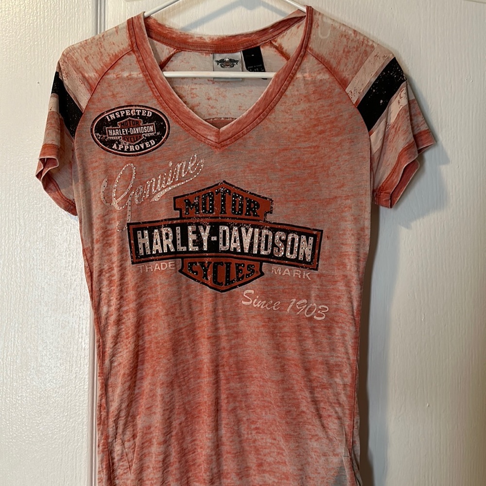 Burnout style tee shirt with crystal accents Harley-Davidson
